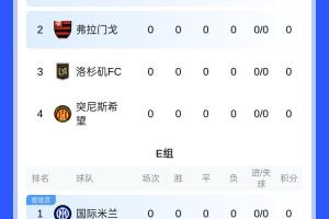 前瞻-世俱杯积分榜：迈阿密、开罗国民各取1分，明晨拜仁巴黎马竞出战
